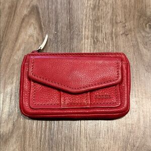 Fossil Red Leather Coin Card Wallet
